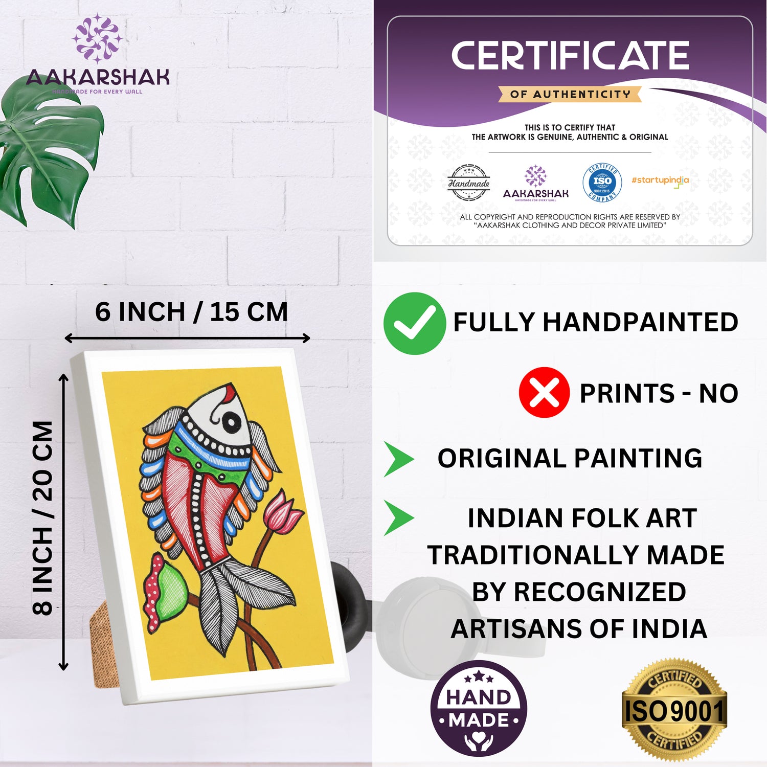 ISO certified handmade painting with authenticity certificate included
